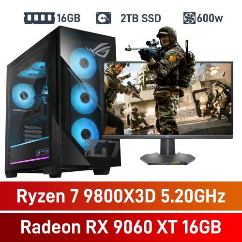ASUS ROG GM700 (2025) Gaming PC — AMD Ryzen 7 9800X3D / Radeon RX 9060 XT / 16GB DDR5-5600 / 2TB Gen4 NVMe SSD / Windows 11 Home