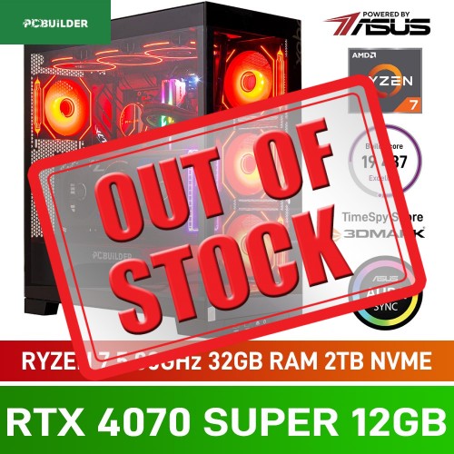 PCBuilder ARCHON Gaming PC — AMD Ryzen 7 7800X3D / 32GB DDR5-6000 / GeForce RTX 4070 SUPER 12GB / 2TB Gen4 NVMe SSD / Windows 11 Home — Powered by ASUS