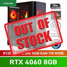 PCBuilder BARRICADE Gaming PC — AMD Ryzen 5 5600X / 16GB DDR4-3600 / GeForce RTX 4060 8GB / 1TB NVMe SSD / Windows 11 Home PCBuilder BARRICADE Gaming PC — AMD Ryzen 5 5600X / 16GB DDR4-3600 / GeForce RTX 4060 8GB / 1TB NVMe SSD / Windows 11 Home