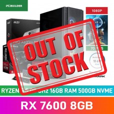 PCBuilder GUARDIAN Prebuilt PC — AMD Ryzen 5 7500F / A620 Motherboard / 16GB DDR5-6000 / Radeon RX 7600 8GB / 500GB NVMe SSD / 600w PSU / PCBuilder Fortress Case / Windows 11 Home