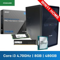 PCBuilder HOME MASTER T Home & Office Desktop PC — Intel Core i3-14100 / 8GB DDR4-3200 / 480GB NVMe SSD / Windows 11 Home