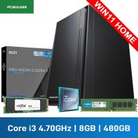 PCBuilder HOME MASTER Home & Office Desktop PC — Intel Core i3-14100 / 8GB DDR4-3200 / 480GB NVMe SSD / Windows 11 Home