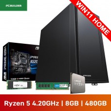 PCBuilder HOME MASTER Home & Office Desktop PC — AMD Ryzen 5 3400G / 8GB DDR4-3200 / 480GB NVMe SSD / Windows 11 Home