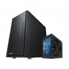 PCBuilder BUNKER Mini Tower Micro-ATX Case + 300w PSU — Black