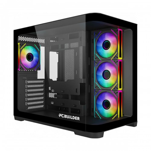 PCBuilder HOLDFAST RGB Tempered Glass Mid Tower ATX Case — Black PCBuilder HOLDFAST RGB Tempered Glass Mid Tower ATX Case — Black
