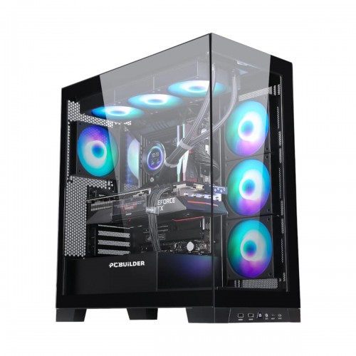 PCBuilder LOOKOUT Tempered Glass Mid Tower ATX Case — Black