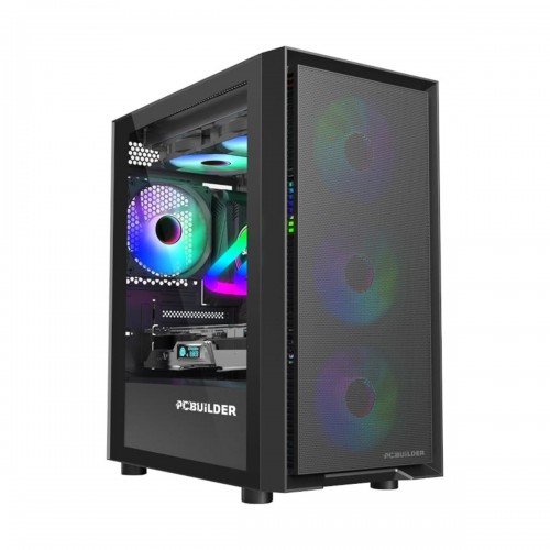 PCBuilder PROTECTOR RGB Tempered Glass Mini Tower Micro-ATX Case + 550w PSU — Black PCBuilder PROTECTOR RGB Tempered Glass Mini Tower Micro-ATX Case + 550w PSU — Black