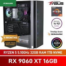 PCBuilder SEEKER Gaming PC — AMD Ryzen 5 7600 / 32GB DDR5-6000 / Radeon RX 9060 XT 16GB / 1TB Gen4 NVMe SSD / Windows 11 Home — Powered by ASUS