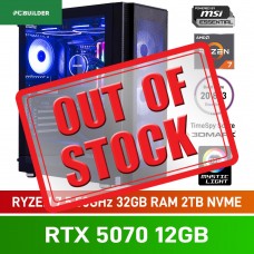 PCBuilder TACTICIAN Gaming PC — AMD Ryzen 7 9700X / 32GB DDR5-6000 / GeForce RTX 5070 12GB / 2TB Gen4 NVMe SSD / Windows 11 Home — Powered by ASUS