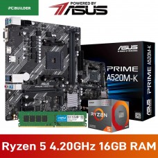 PCBuilder LEVEL UP CORE Upgrade Kit — AMD Ryzen 5 3400G / ASUS A520 Motherboard / 16GB DDR4-3200 — Powered by ASUS
