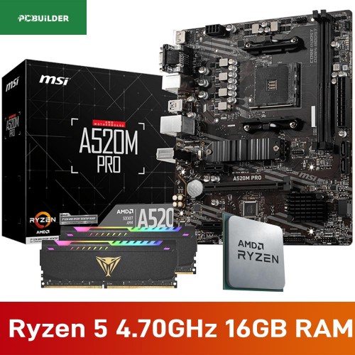 PCBuilder LEVEL UP CORE Upgrade Kit — AMD Ryzen 5 5600XT / MSI A520 Motherboard / 16GB RGB DDR4-3600