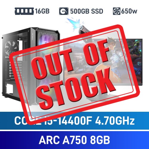 Intel Core i5-14400F / Intel Arc A750 / 16GB RGB DDR4-3600 / 500GB NVMe SSD Budget Gaming PC