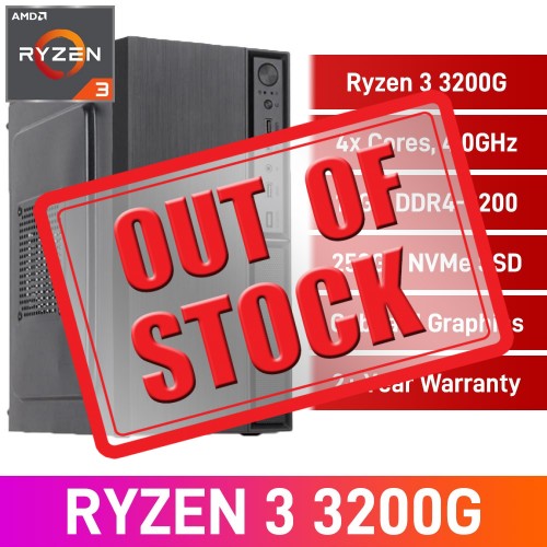AMD Ryzen 3 3200G / 16GB DDR4-3200 / 250GB NVMe SSD Home & Office PC