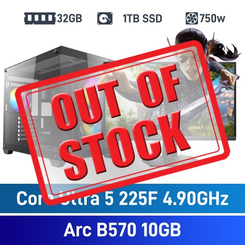 Intel Core Ultra 5 225F / Intel Arc B570 / 32GB RGB DDR5-6000 / 1TB NVMe SSD Budget Gaming PC