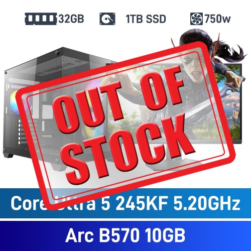 Intel Core Ultra 5 245KF / Intel Arc B570 / 32GB RGB DDR5-6000 / 1TB NVMe SSD Budget Gaming PC