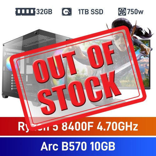 AMD Ryzen 5 8400F / Intel Arc B570 10GB / 32GB RGB DDR5-6000 / 1TB NVMe SSD Budget Gaming PC