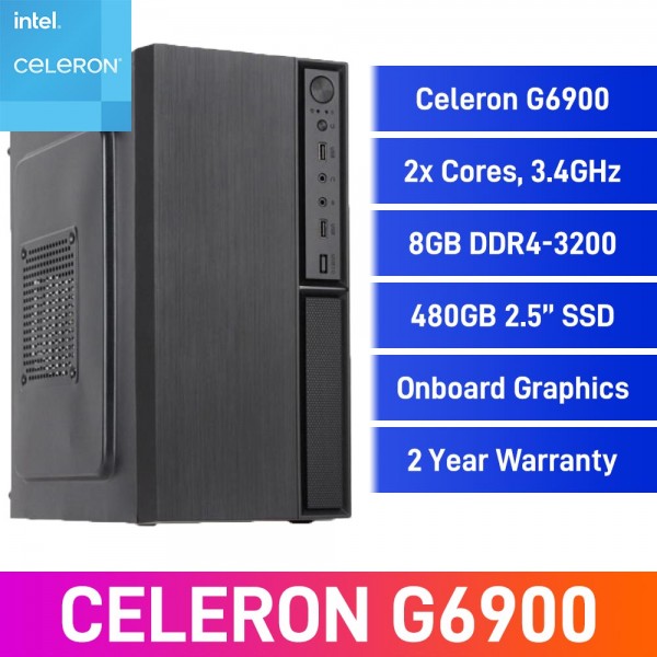 Intel Celeron G6900 / 8GB DDR4-3200 / 480GB SATA SSD Home & Office