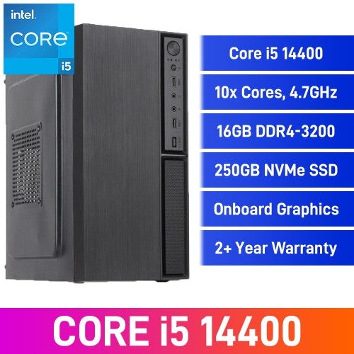 Intel Core i5-14400 / 16GB DDR4-3200 / 250GB NVMe SSD Home & Office PC
