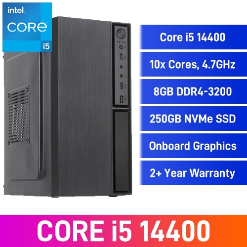Intel Core i5-14400 / 8GB DDR4-3200 / 250GB NVMe SSD Home & Office PC