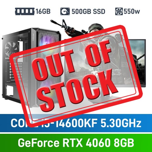 Intel Core i5-14600KF / GeForce RTX 4060 / 16GB RGB DDR4-3600 / 500GB NVMe SSD Budget Gaming PC