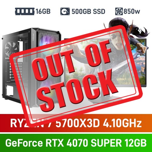 AMD Ryzen 7 5700X3D / GeForce RTX 4070 SUPER / 16GB RGB DDR4-3600 / 500GB NVMe SSD Budget Gaming PC