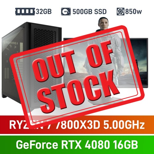 AMD Ryzen 7 7800X3D / GeForce RTX 4080 / 32GB DDR5-6000 / 500GB NVMe SSD Ultimate Gaming PC