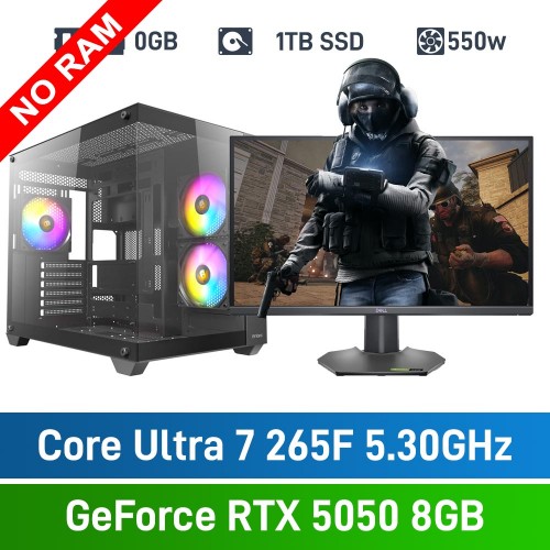 Intel Core Ultra 7 265F / GeForce RTX 5050 8GB / No RAM (DDR5) / 1TB NVMe SSD Budget Gaming PC