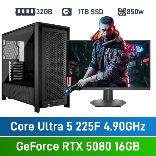 Intel Core Ultra 5 225F / GeForce RTX 5080 / 32GB RGB DDR5-6000 / 1TB NVMe SSD COMMANDER Gaming PC