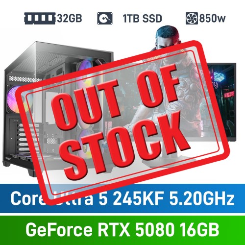 Intel Core Ultra 5 245KF / GeForce RTX 5080 / 32GB RGB DDR5-6000 / 1TB NVMe SSD PHAT Gaming PC