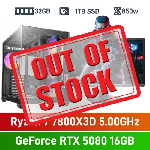 AMD Ryzen 7 7800X3D / GeForce RTX 5080 / 32GB RGB DDR5-6000 / 1TB NVMe SSD PHAT Gaming PC