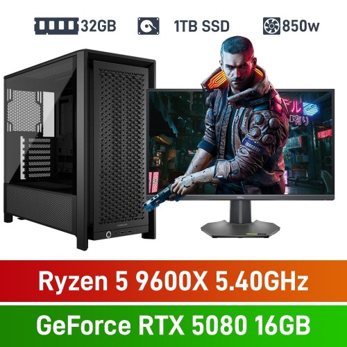 AMD Ryzen 5 9600X / GeForce RTX 5080 / 32GB RGB DDR5-6000 / 1TB NVMe SSD COMMANDER Gaming PC