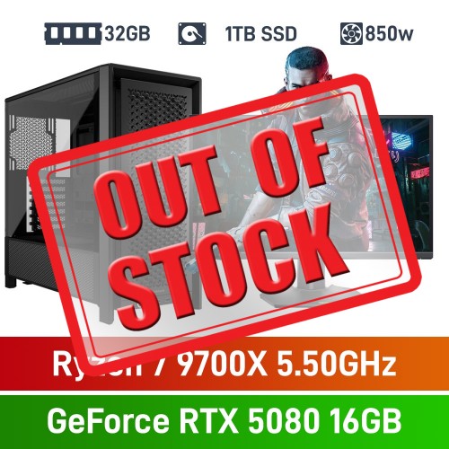 AMD Ryzen 7 9700X / GeForce RTX 5080 / 32GB RGB DDR5-6000 / 1TB NVMe SSD COMMANDER Gaming PC