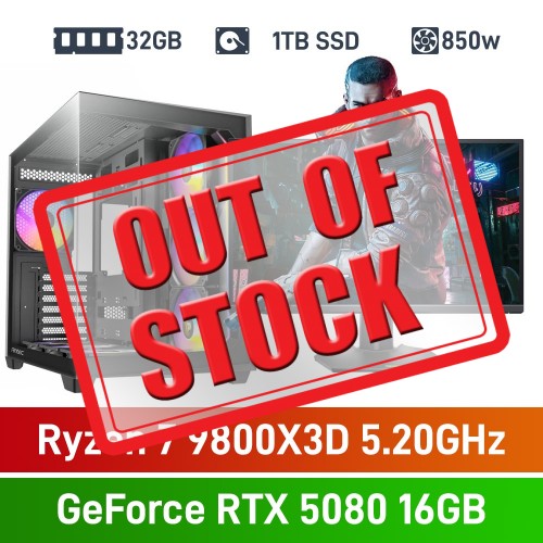 AMD Ryzen 7 9800X3D / GeForce RTX 5080 / 32GB RGB DDR5-6000 / 1TB NVMe SSD PHAT Gaming PC