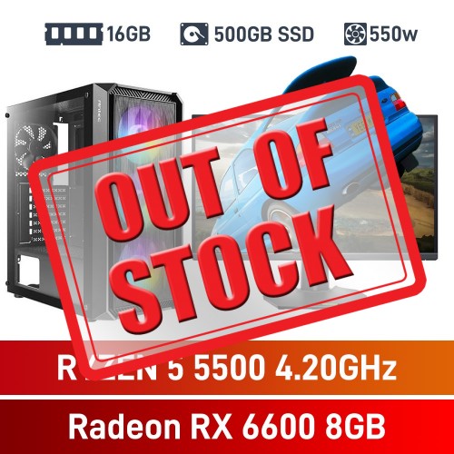 AMD Ryzen 5 5500 / Radeon RX 6600 / 16GB RGB DDR4-3600 / 500GB NVMe SSD Budget Gaming PC