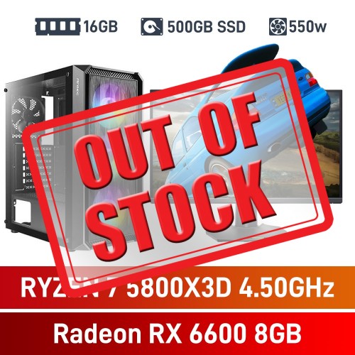 AMD Ryzen 7 5800X3D / Radeon RX 6600 / 16GB RGB DDR4-3600 / 500GB NVMe SSD Budget Gaming PC