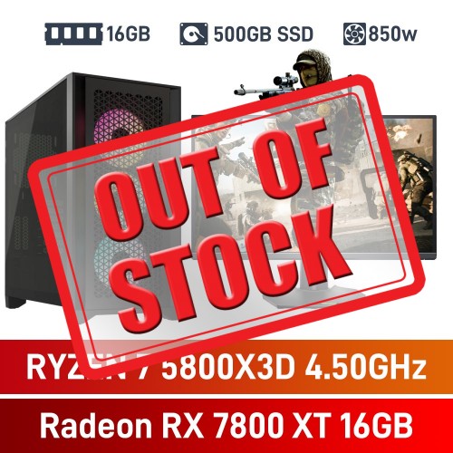 AMD Ryzen 7 5800X3D / Radeon RX 7800 XT / 16GB RGB DDR4-3600 / 500GB NVMe SSD Pro Gaming PC