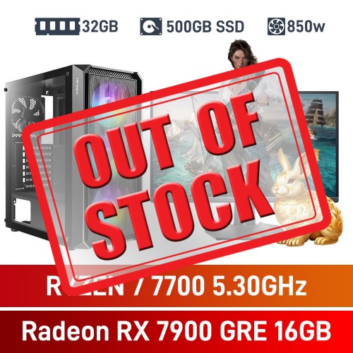 AMD Ryzen 7 7700 / Radeon RX 7900 GRE / 32GB RGB DDR5-6000 / 500GB NVMe SSD Budget Gaming PC