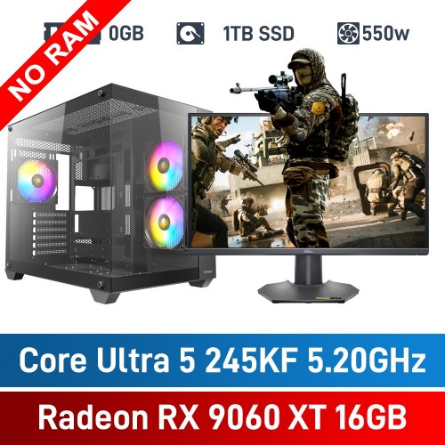 Intel Core Ultra 5 245KF / Radeon RX 9060 XT 16GB / No RAM (DDR5) / 1TB NVMe SSD Budget Gaming PC