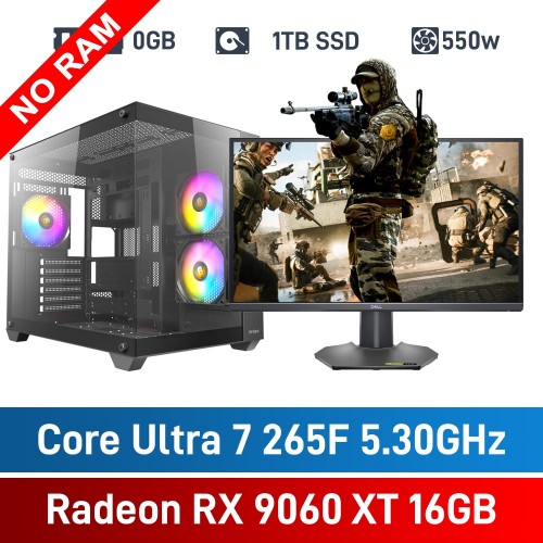 Intel Core Ultra 7 265F / Radeon RX 9060 XT 16GB / No RAM (DDR5) / 1TB NVMe SSD Budget Gaming PC