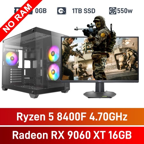 AMD Ryzen 5 8400F / Radeon RX 9060 XT 16GB / No RAM (DDR5) / 1TB NVMe SSD Budget Gaming PC