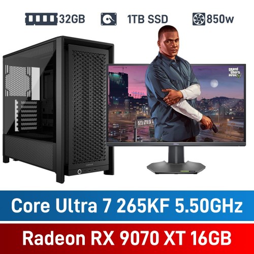 Intel Core Ultra 7 265KF / Radeon RX 9070 XT / 32GB RGB DDR5-6000 / 1TB NVMe SSD COMMANDER Gaming PC