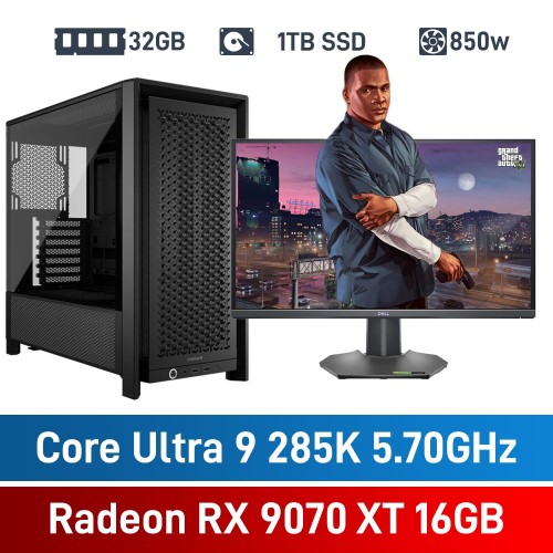 Intel Core Ultra 9 285K / Radeon RX 9070 XT / 32GB RGB DDR5-6000 / 1TB NVMe SSD COMMANDER Gaming PC