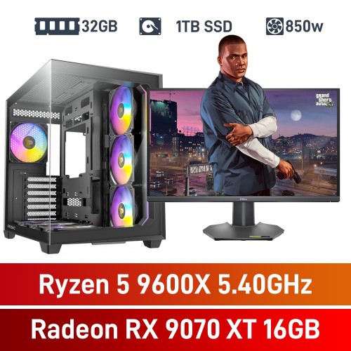 AMD Ryzen 5 9600X / Radeon RX 9070 XT / 32GB RGB DDR5-6000 / 1TB NVMe SSD PHAT Gaming PC AMD Ryzen 5 9600X / Radeon RX 9070 XT / 32GB RGB DDR5-6000 / 1TB NVMe SSD PHAT Gaming PC