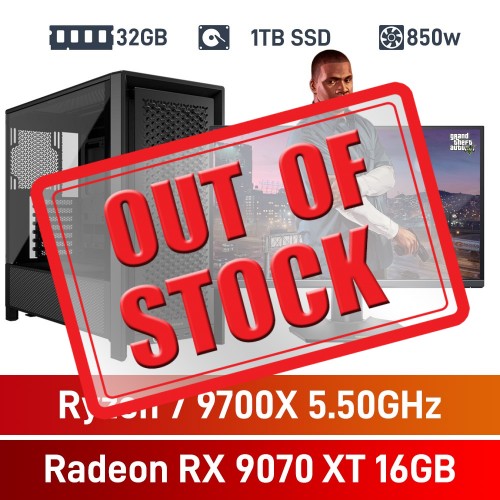 AMD Ryzen 7 9700X / Radeon RX 9070 XT / 32GB RGB DDR5-6000 / 1TB NVMe SSD COMMANDER Gaming PC