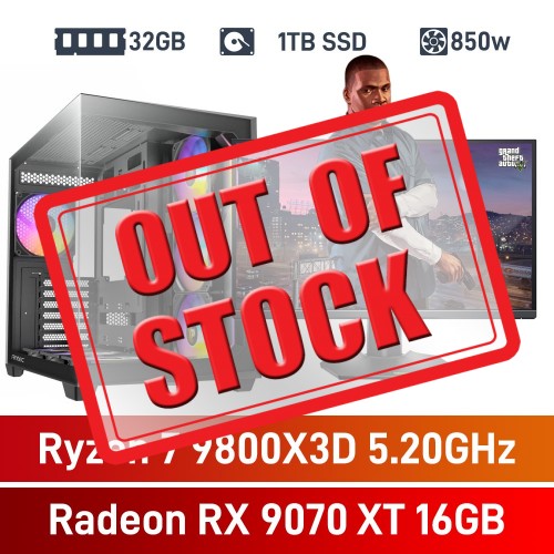 AMD Ryzen 7 9800X3D / Radeon RX 9070 XT / 32GB RGB DDR5-6000 / 1TB NVMe SSD PHAT Gaming PC