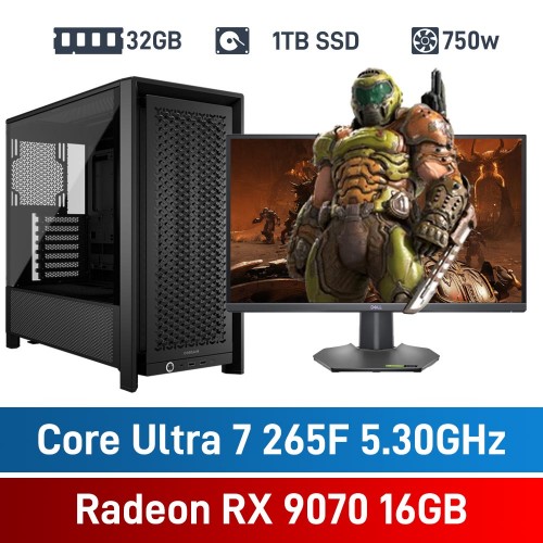 Intel Core Ultra 7 265F / Radeon RX 9070 / 32GB RGB DDR5-6000 / 1TB NVMe SSD COMMANDER Gaming PC