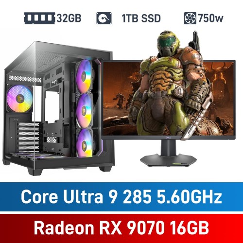 Intel Core Ultra 9 285 / Radeon RX 9070 / 32GB RGB DDR5-6000 / 1TB NVMe SSD PHAT Gaming PC