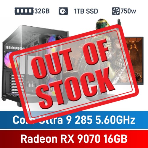 Intel Core Ultra 9 285 / Radeon RX 9070 / 32GB RGB DDR5-6000 / 1TB NVMe SSD PHAT Gaming PC