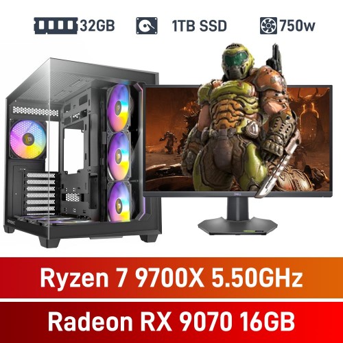 AMD Ryzen 7 9700X / Radeon RX 9070 / 32GB RGB DDR5-6000 / 1TB NVMe SSD PHAT Gaming PC AMD Ryzen 7 9700X / Radeon RX 9070 / 32GB RGB DDR5-6000 / 1TB NVMe SSD PHAT Gaming PC