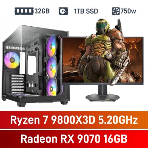 AMD Ryzen 7 9800X3D / Radeon RX 9070 / 32GB RGB DDR5-6000 / 1TB NVMe SSD PHAT Gaming PC AMD Ryzen 7 9800X3D / Radeon RX 9070 / 32GB RGB DDR5-6000 / 1TB NVMe SSD PHAT Gaming PC
